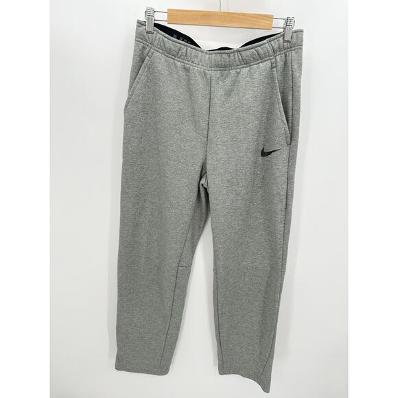 Nike Mens Sweatpants Size Medium Gray Fleece Lined Lounge Workout Stretch Waist - Picture 1 of 8